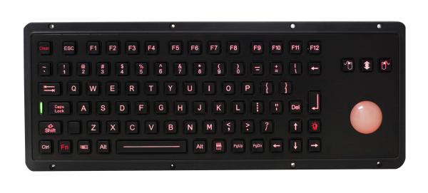 Quality IP65 85 keys explosion proof black industrial keyboard with backlit trackball for sale