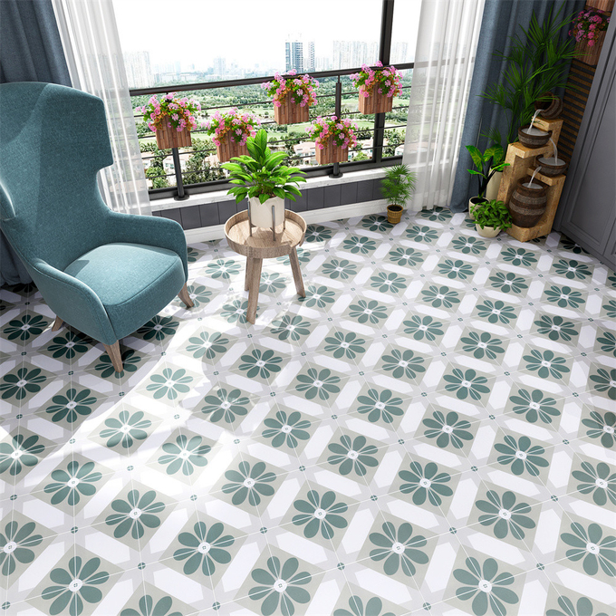 Stunning Beige And Blue 20x20cm Firebrick Interior Wall Floret Tiles For Balcony And Bedroom 4 styles