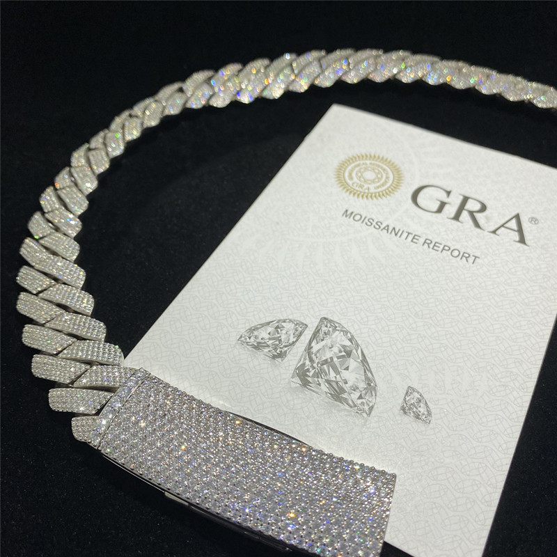 Iced Miami Moissanite Cuban Link Chain Bracelet 925 Silver Vvs For Jewelry Company
