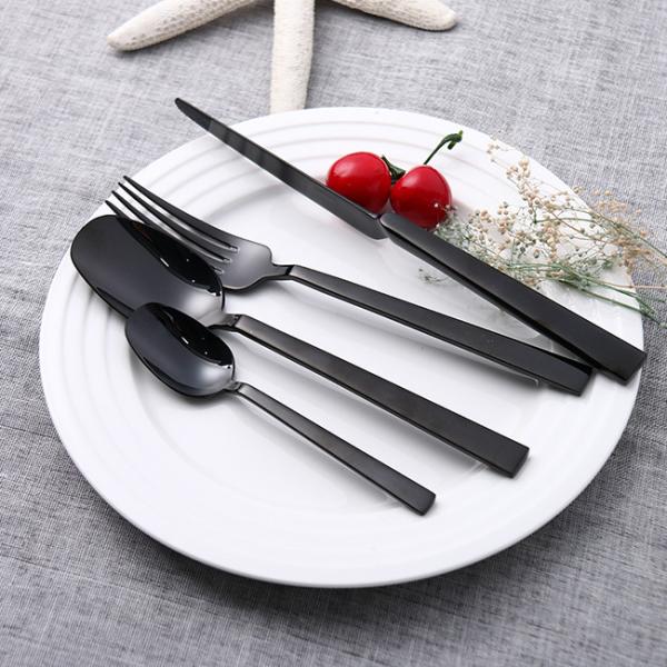Buy cheap Luxury Food Contact Safe 420SS Matt Black Stainless Steel Cutlery Set from wholesalers
