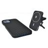 Buy cheap Plastic Ring Design Aramid Fiber Phone Case Black With Metal Plate from wholesalers