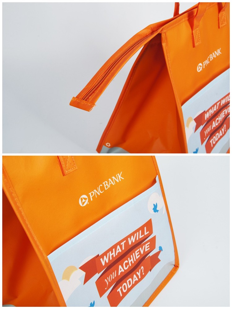 outdoor fitness thermal non woven cooler bag reusable insulated non woven lunch tote thermal food delivery bag