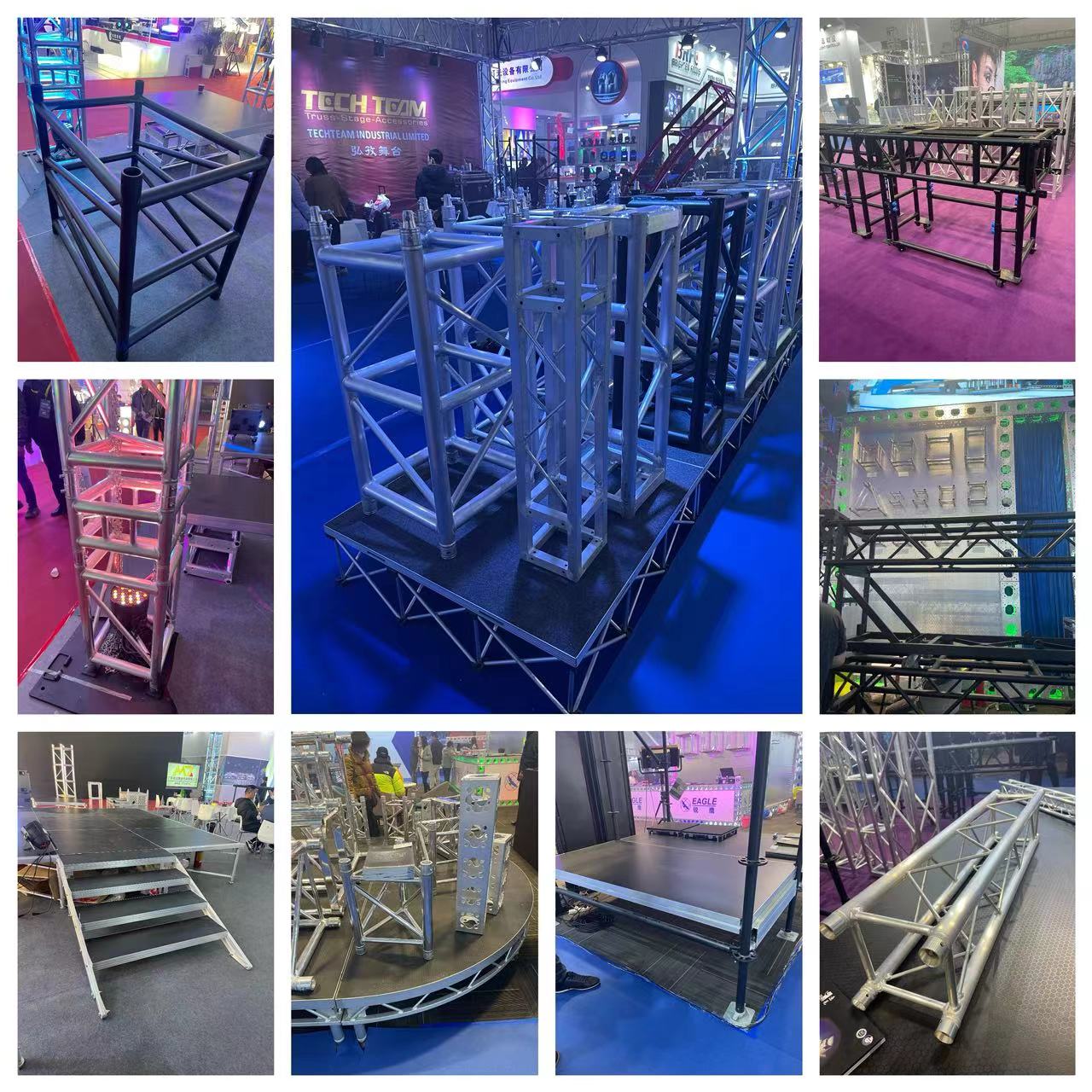 Round Square Top Ring Luminous Tower Black Silver F34 F24 Aluminum Alloy Stage For Concert