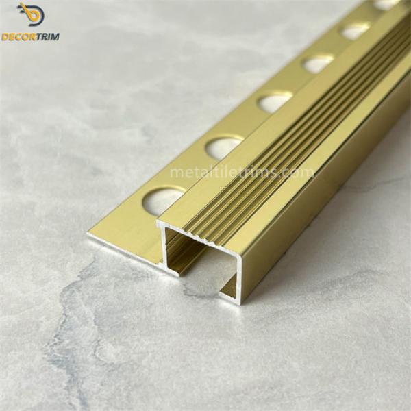 Buy cheap Matt Gold Bullnose Stair Nosing Tile Trim 9.9mm Aluminum Profile Trim from wholesalers