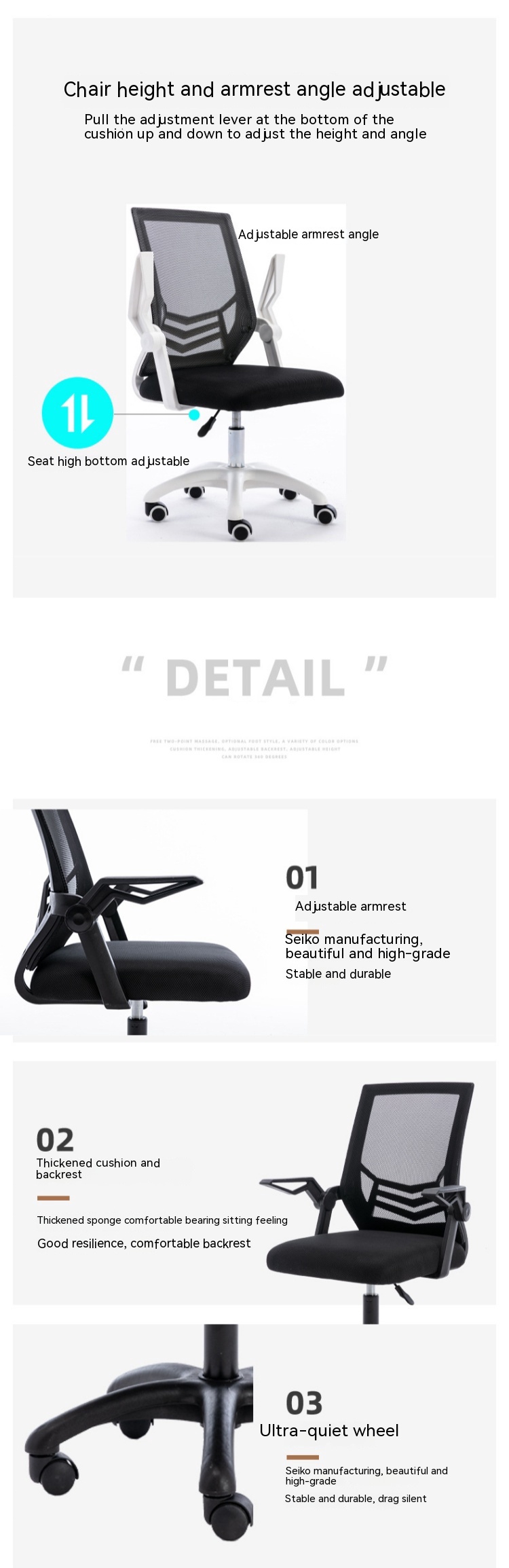 PU 3 Years After-sales Cycle Ergonomic Office Mesh Chair for Corporate Bedroom OEM ODM