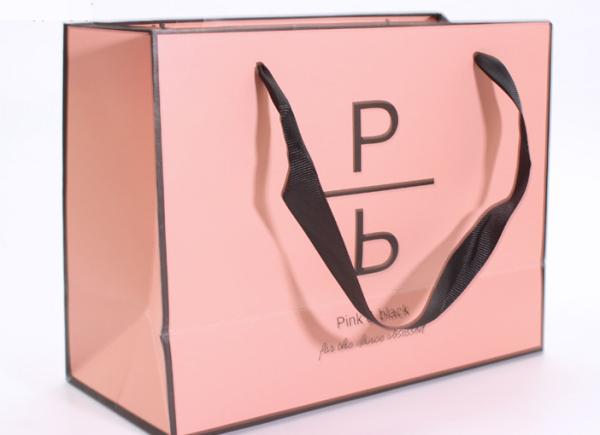 Buy cheap Accurate Printing Pink Paper Carrier Bags , Fancy Boutique Shopping Bags from wholesalers