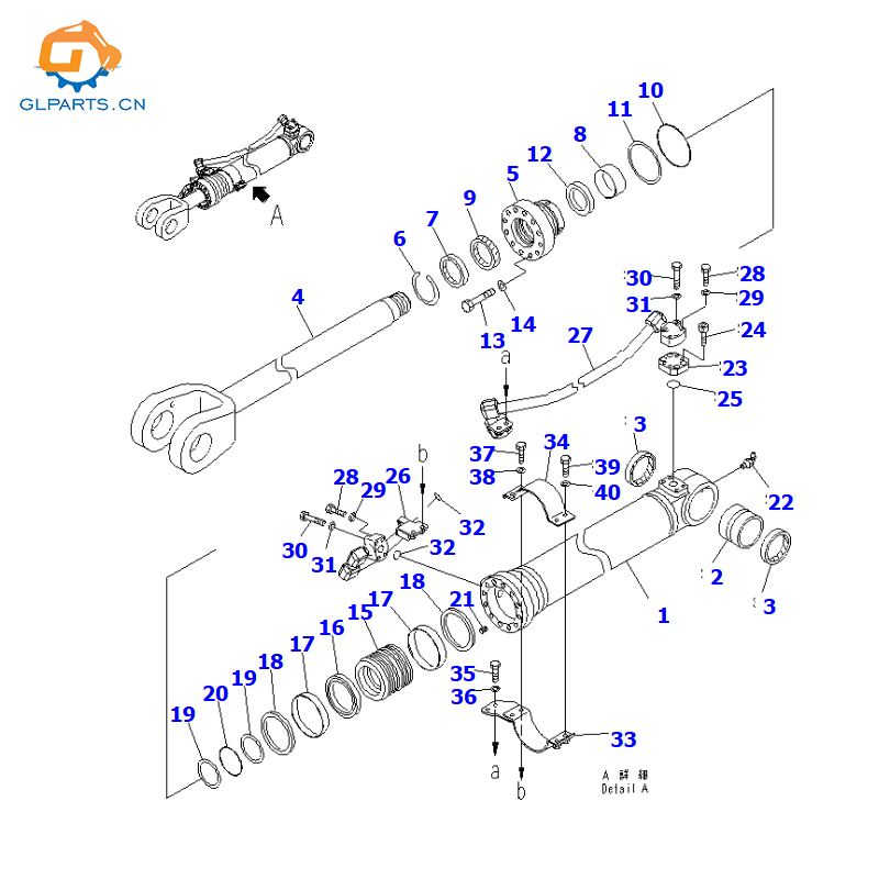 707-01-0J031 707-01-0J041 Steering Cylinder Assebly for Komatsu WA600-6 Wheel Loader Hydraulic Factory
