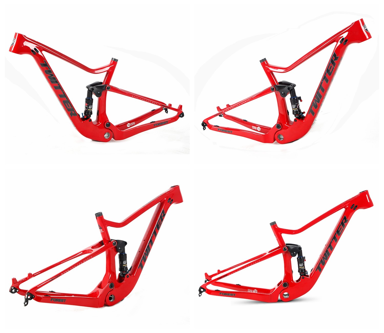 15"17" 19" Carbon Fiber Full Suspension MTB Frame With DNM Rear Shox