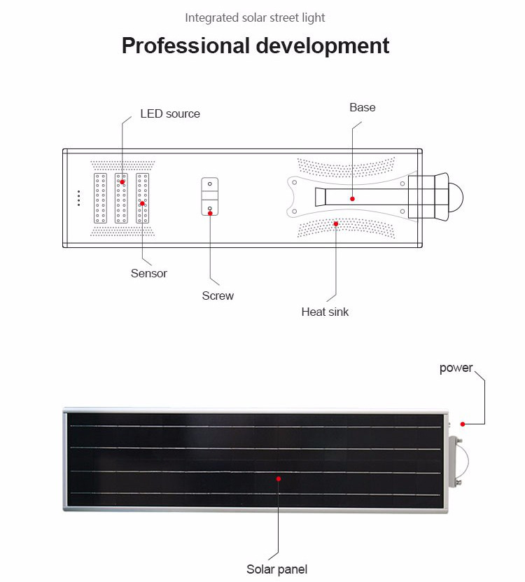 Factory discounts 60W bright 12 hours working light Aluminum controller motion sensor led all in one solar street light