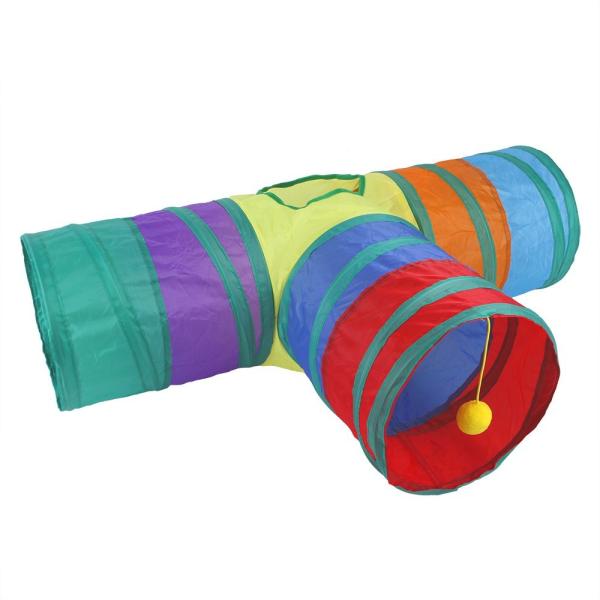 Pet Cat Tunnel Cat Rainbow Three-Way Interactive Cat Toy Drill Bucket Folding