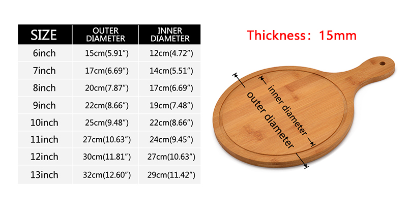 Custom Round Bamboo Pizza Board With Handle CE / EU Certified Customized for Kitchen