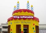 Hand Drawed Happy Birthday Cake Inflatable Bouncy Castle For Family 4m Diameter
