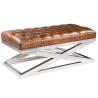 Buy cheap Living Furniture X Cross Leather Tufted Buttons Bench Vintage Leather Stool from wholesalers