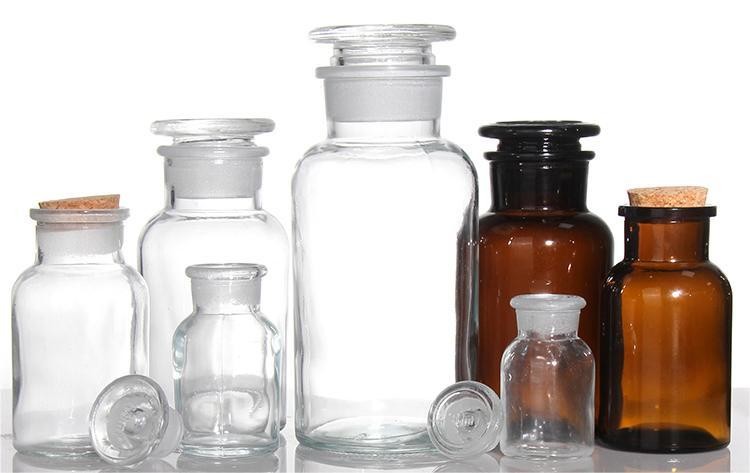 250 Ml Glass Reagent Bottle Glossy Amber Chemical Laboratory Bottle