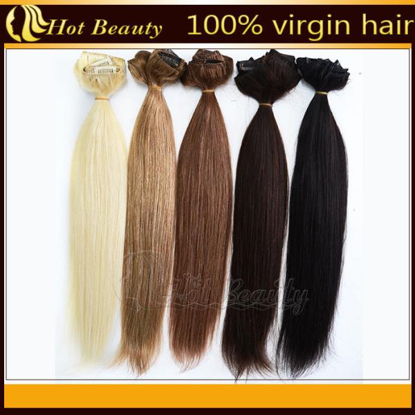 Quality Black 100% Human European Straight Real Hair Clip In Hair Extensions No tangle for Women for sale