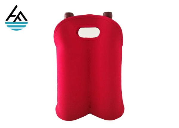 Buy cheap Waterproof Neoprene 2 Bottle Wine Tote , Red Double Wine Cooler Bag from wholesalers