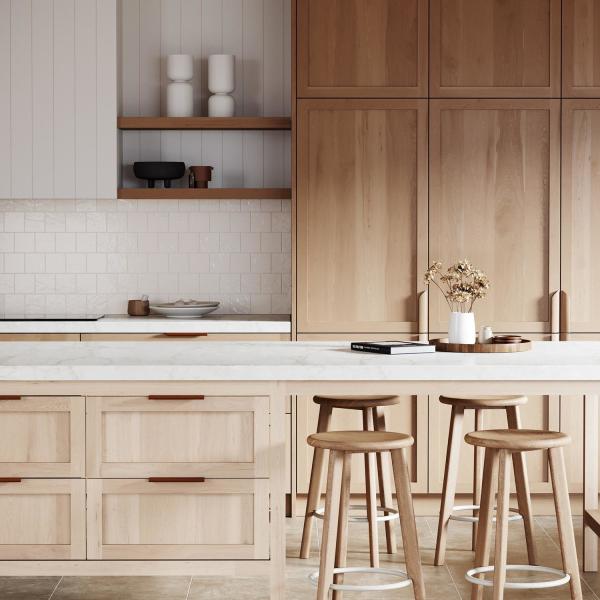 Buy cheap Modern Light Luxury Design Kitchen Wood Veneer Kitchen Cabinet With Island from wholesalers