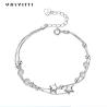 Buy cheap 0.99m 0.14oz Sterling Silver Jewelry Bracelets cZ Four Leaf Rose Gold Bracelet from wholesalers
