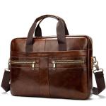 Waterproof Business Laptop Handbag Shoulder Bag Genuine Leather Briefcase For
