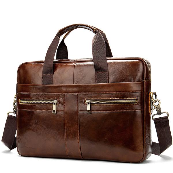 Buy cheap Waterproof Business Laptop Handbag Shoulder Bag Genuine Leather Briefcase For Men Custom Logo from wholesalers