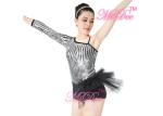 Beautiful Sequins Jazz Tap Costumes Diagonal - Neck Biketard Dance Costume