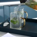 Colored Espresso Glass Cup With Handle , Eco Friendly Double Wall Glass Tumbler