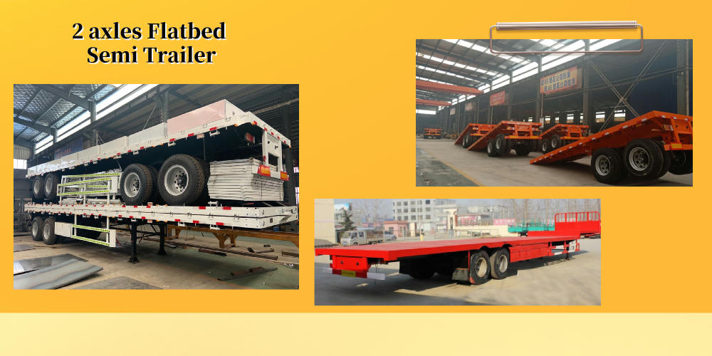 JUYUAN 55 Ton Tri Axis/2 Axles 40ft Used Flatbed Container Trailer Dependable Certificate