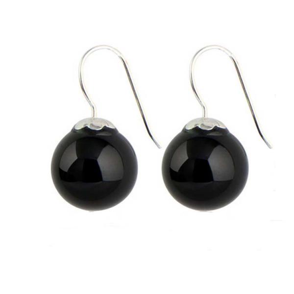 Buy cheap 925 Sterling Silver Dangle Earrings with Black Onyx Bead (011634BLACK) from wholesalers