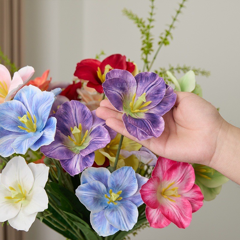 Simulation tulip purple simulation flower high-end sense realistic cross-border wholesale tulip imitation real and fake flower artificial flower