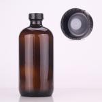 Childproof Tamper Cap Amber Glass Boston Bottle for Stock Empty Cosmetic