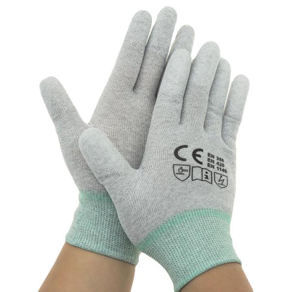 Buy cheap Nylon 40D Carbon Yarn 240D PU Fingertips ESD Gloves from wholesalers
