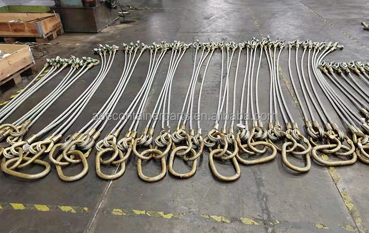 Lifting Eye Type Flat Eye DNV 2.7-1 Standard Stainless Steel Cable Wire Rope Sling 4 or 5 Legs for Offshore Container Orange