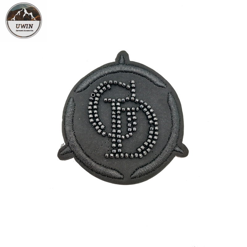 Round 3D Beaded Applique Patches Customized Logo Any Color Available