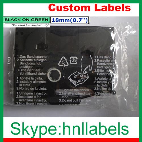 New Black on Green Label Tape Compatible Brother TZ-741 18mm*8m for P-Touch