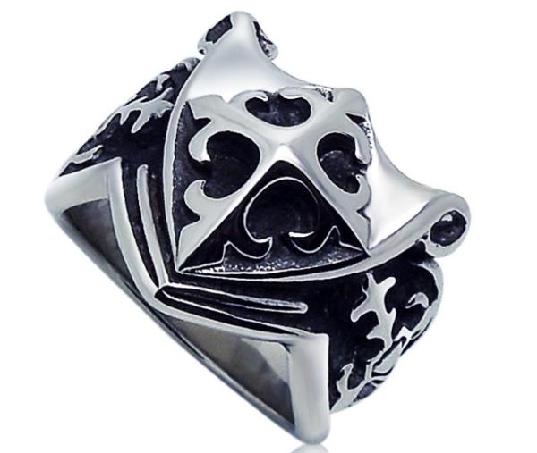 Buy cheap Scout flower pattern Cross Shield Men's Rings Fashionable essential titanium steel ring from wholesalers