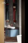 Matte Finish Stainless Steel Bathroom Sink Vanity Cabinet With Blue Gray And Red