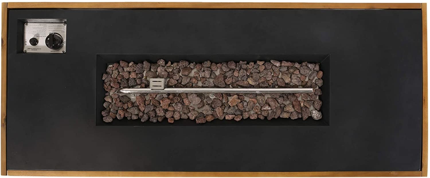 Wood Concrete 40000 Btu Propane Gas Fire Pit Rectangular Brazier For Outdoors