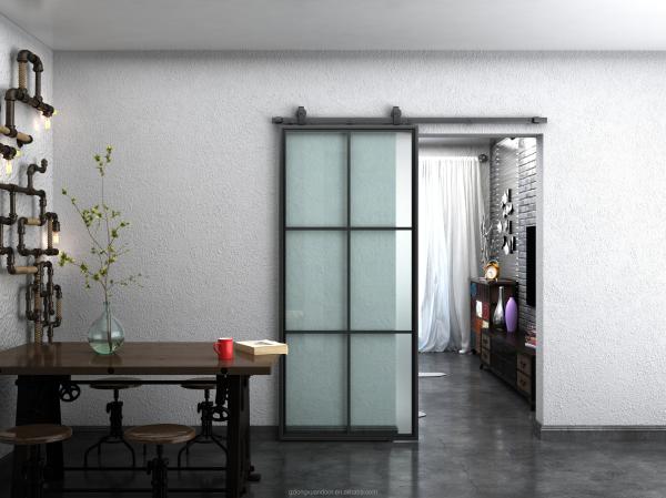 2.1m Height Aluminium Barn Door Moisture Proof Glass Door With Aluminium Frame