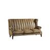 Buy cheap Solid Wood Legs 3 Seater Sofa Brown Leather With Hand Water Wash Workcraft from wholesalers