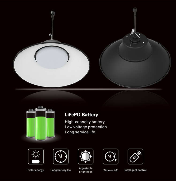 Pendant Smart Solar Powered Led Ceiling Lights With LiFePO Battery up to 13hr Φ268*160mm
