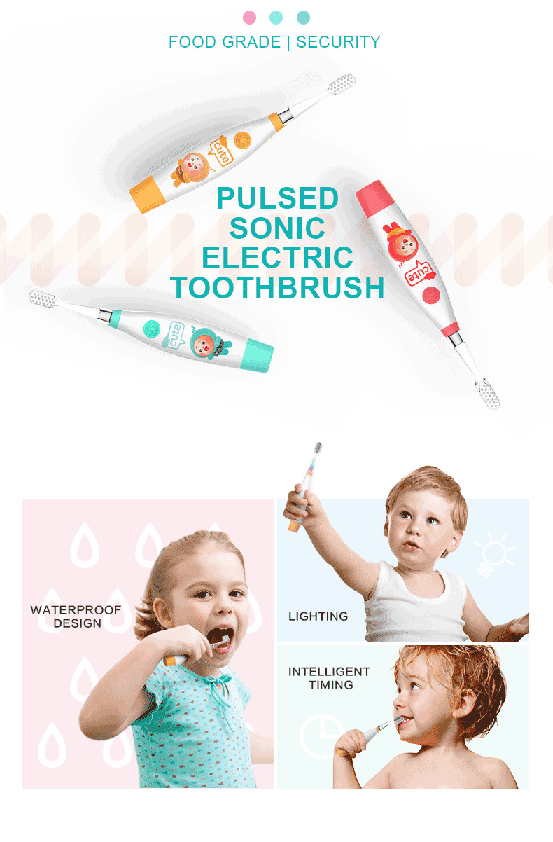 Soft Waterproof Electric Toothbrush IPX7 Cleaning Childrens Battery Toothbrush