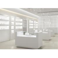Buy cheap Simple Wooden In Pure Matte White Jewelry Shop Decoration With Led Light product