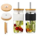 Beer Can Compatible Reusable Lids Bamboo Jar Lid With Straw Hole