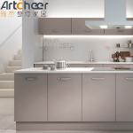 High Gloss White Kitchen Cabinet Set With Laminated Bullnose Countertop