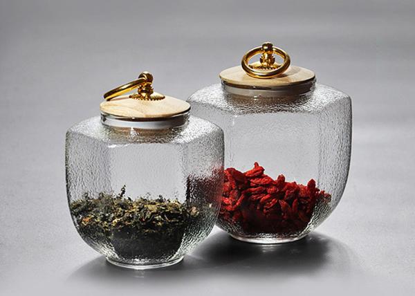 Buy cheap Crystal Sealable Glass Bottles Wooden Healthy Lid Korean Style 390ml / 420ml Capacity from wholesalers