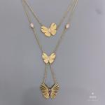 Wedding 14k Gold Stainless Steel Necklace With Butterfly Pendant