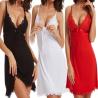 Buy cheap Long Skirts Transparent Silk Satin Pajamas Hollow Out Back Sexy Lingerie Suit from wholesalers