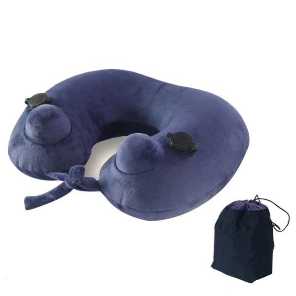 Buy cheap Portable Inflatable Neck Pillow Push Button Inflatable Airplane Pillow With Velvet Cover from wholesalers