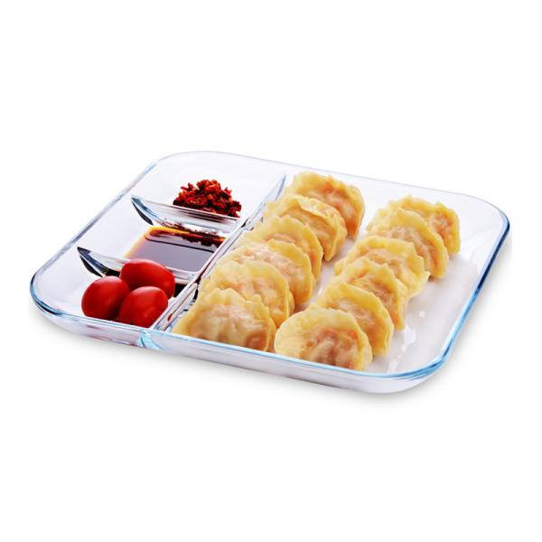 Buy cheap Clear Microwave Heating Partition Glass Bento Plate from wholesalers