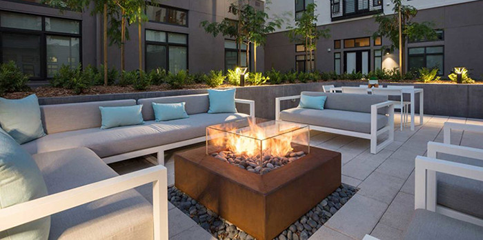 Outdoor Metal Garden Large Corten Steel Smokeless Firepit Rectangular